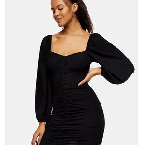 Brand New Topshop Ruched LongSleeve Mini Tea Dress